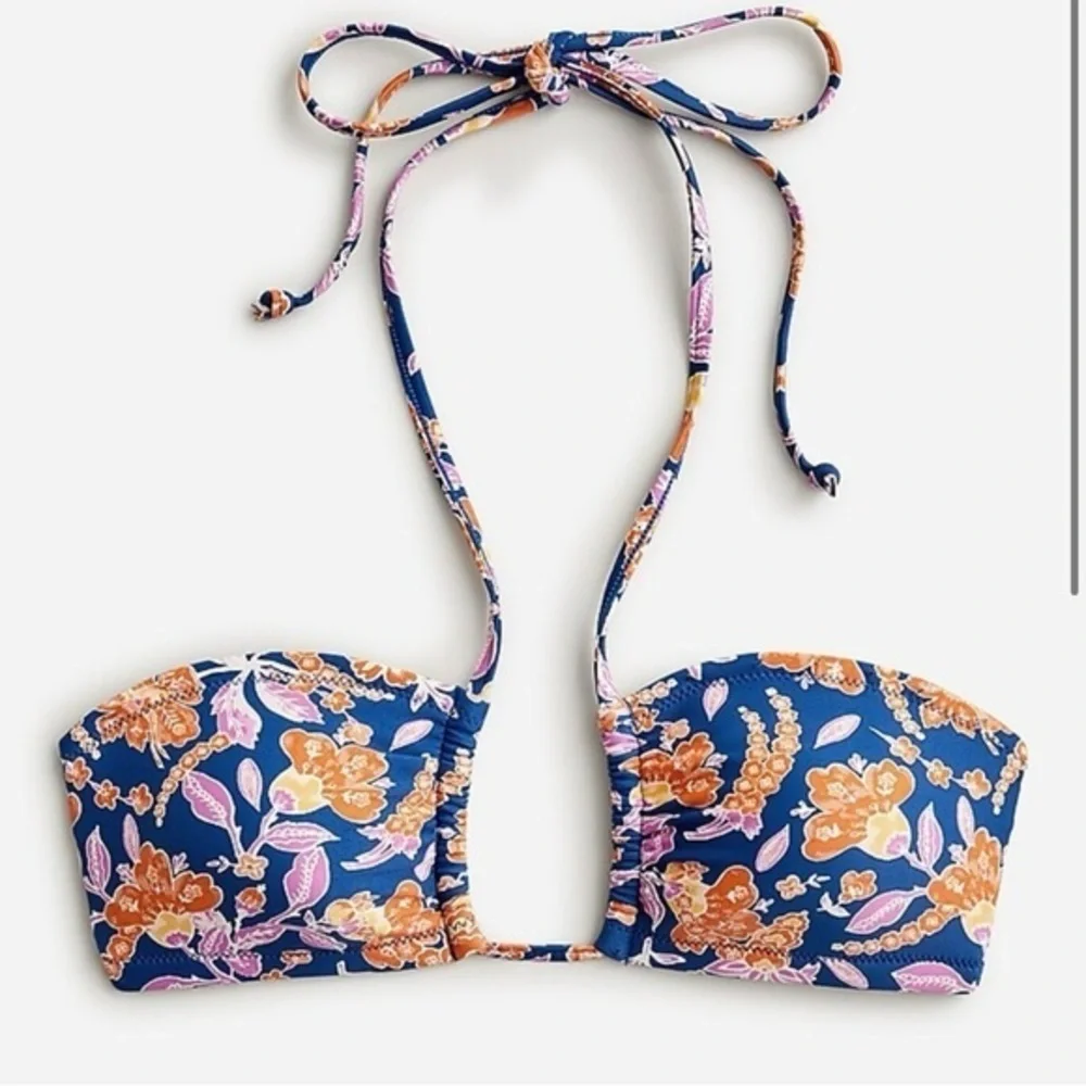 New J Crew Square Halter Bikini Top Painted Block Print